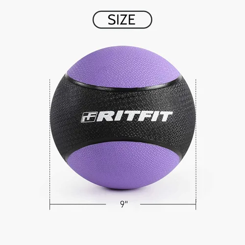 Miniatura 3 de RitFit Weighted Medicine Ball - Non-Slip Rubber Shell & Dual Texture Grip - Workout Exercise Ball for Core Strength, Balance Training, Coordination