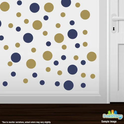 Miniatura 2 de Adhesivos de pared de vinilo azul marino/dorado metálico, círculos de 2 y 4 pulgadas (30 calcomanías)