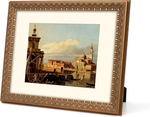 Miniatura 13 de Marco de fotos clásico de bronce vintage de 8 x 10 pulgadas con detalles de scroll plateado, con paspartú para fotos de 5 x 7 pulgadas, hecho