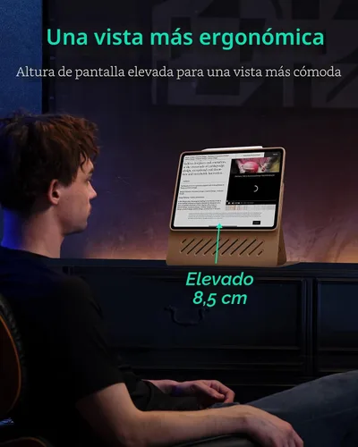 Miniatura 5 de ESR Funda para iPad Pro 12.9 (6ª/5ª generación, 2022/2021), cubierta magnética extraíble, soporte ajustable para vertical/paisaje con vista de Marrón