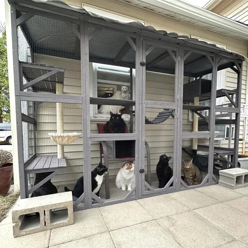 Miniatura 3 de Aivituvin Window Catio Outdoor Cat Enclosure Super Large Walk in Cat House with 6 Platforms and 2 Scratching Posts for Cats,104" L x 34" W x 69.5" H