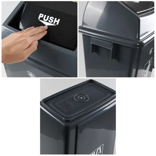 Miniatura 3 de Readsky Bote de basura de plástico para cocina de 13 galones con tapa giratoria, gris, 4 paquetes