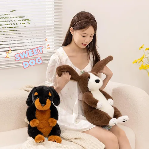 Miniatura 3 de PEACH CAT Basset Hound - Animal de peluche de perro de 14 pulgadas, lindos peluches de peluche suave, regalos para niños, marrón
