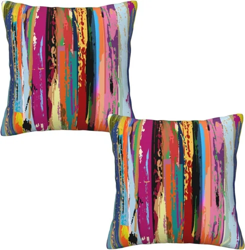 Miniatura 12 de Lcokin - Fundas de almohada decorativas con rayas rojas y negras abstractas, 16 x 16 pulgadas, juego de 2, funda cuadrada de cojín gris para sofá