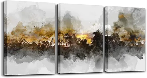 Arte de pared para sala de estar, pintura abstracta en blanco y negro, decoración de pared para baño, dormitorio, obra de arte, pintura de 16" x