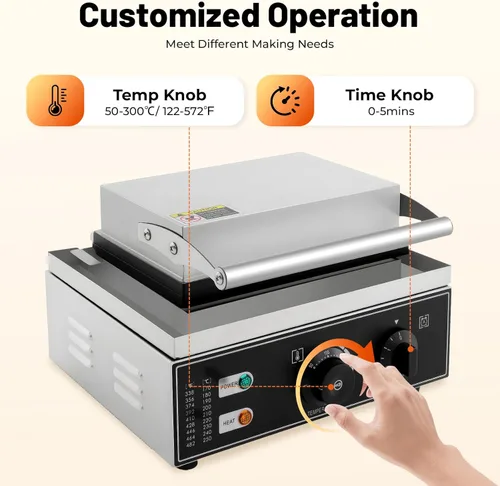 Miniatura 4 de Máquina eléctrica de donas, 12 agujeros, máquina comercial de donas de 110 V, 1500 W, calefacción de doble cara, antiadherente, eléctrica, mini