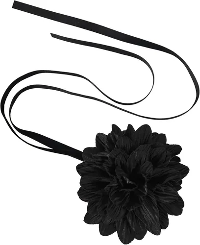 Miniatura 6 de Gargantilla negra con cordones de flores de camelia para mujeres y niñas