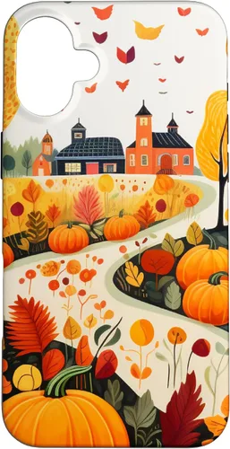 Miniatura 22 de iPhone 12 mini hojas otoño calabaza patrón otoño color hojas caso