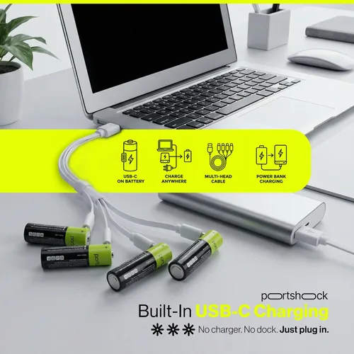 Miniatura 4 de D Baterías recargables USB C (paquete de 2) – 1.5 V 5000 mAh de litio de alta capacidad – 4 horas de carga rápida D baterías con cable