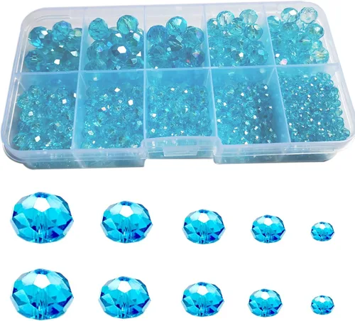 Miniatura 10 de Cuentas facetadas de cristal de color AB (azul rey), cuentas facetadas Rondelle surtidas, suministros variados, cuentas sueltas espaciadoras