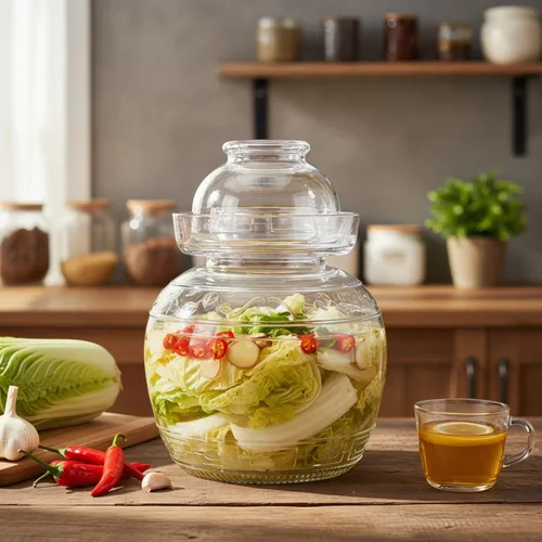 Miniatura 3 de Tarro de vidrio de 1,5 litros con tapa de fermentación, kit de fermentación tradicional con tapa de sellado de agua, tarro de pepinillos