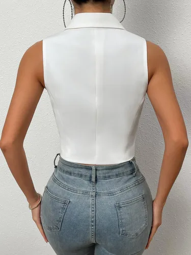 Miniatura 2 de Floerns Chaqueta tipo blazer con solapa con muescas y doble botonadura para mujer