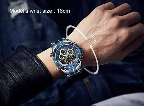 Miniatura 2 de NAVIFORCE Reloj deportivo analógico digital para hombre, impermeable, multifunción, cronógrafo de silicona con correa