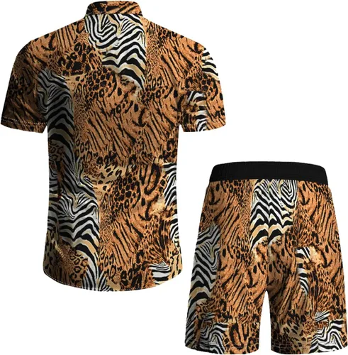 Miniatura 8 de RPOVIG Conjunto de playa a juego con camisas y pantalones cortos para hombre, ropa floral hawaiana para festival, conjuntos de 2 piezas con sombrero