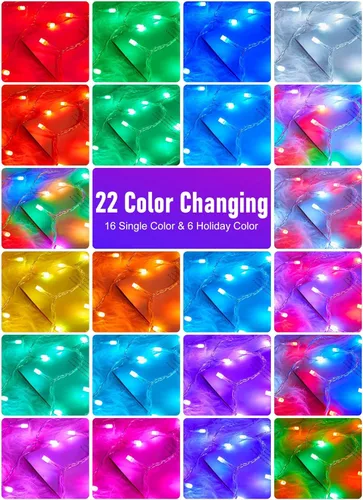Miniatura 2 de Minetom Color Changing String Lights,22 Colors 100 LED 33FT Outdoor Indoor Waterproof with Remote, Twinkle Christmas Lights, Plug in Fairy Lights