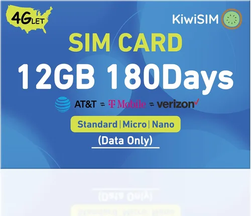 Miniatura 8 de KiwiSIM Datos de la tarjeta SIM solo 12 GB 150 días, tarjeta SIM 4G LTE US para teléfono desbloqueado/enrutador/cámara de seguridad, soporte