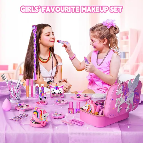 Miniatura 2 de Beayuck Kit de Maquillaje para Niñas - Kit de Juguetes de Maquillaje para Niñas, Conjunto de Cosméticos Reales Lavables con Estuche