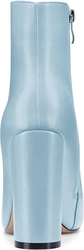 Miniatura 4 de Aachcol Botas de tobillo para mujer, botines cortos con puntera puntiaguda, tacón alto, con cremallera mate, 4 pulgadas
