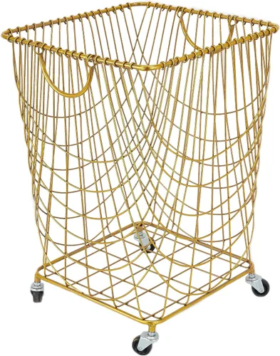 Miniatura 12 de CosmoLiving by Cosmopolitan Carrito de Almacenamiento de Metal de Conjunto Profundo con Canasta de Lavandería de Malla Rodante, 18" x 18" x 24