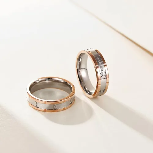Miniatura 3 de His Queen Her King - Anillos de promesa a juego para parejas, anillos de boda con corona láser y circonita cúbica de acero inoxidable, anillos