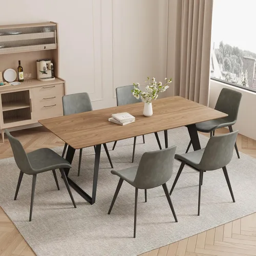 Miniatura 21 de ZckyCine Mesa de Comedor Moderna de Mediados de Siglo y Sillas para 4 Rectangular de Madera Expandible que Ahorra Espacio Multifuncional Marrón