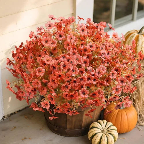 Miniatura 14 de florisso Plantas Artificiales Falsas Flores para Decoración Exterior, 12 Paquetes Margarita de Seda Sintética con Aspecto Real Resistente a UV