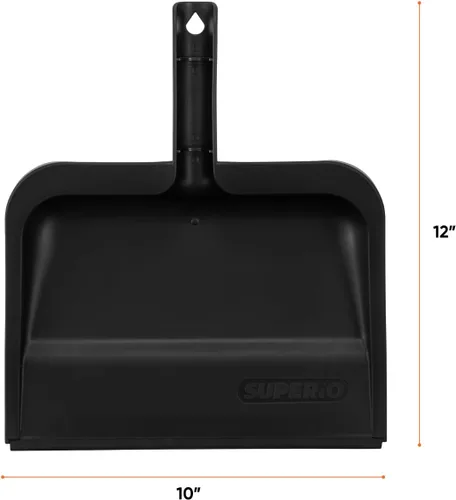 Miniatura 2 de Superio Recogedor con clip con borde de goma, bandeja de plástico duradero de 10 pulgadas de ancho con mango de agarre cómodo, recogedor de Negro