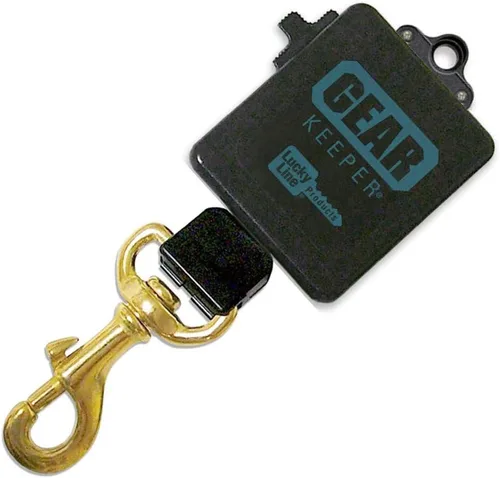 Lucky Line Ultra HIGH Force Gear Keeper, Retractor de llave de fuerza industrial suministrado con broche de perno chapado en latón, cable de Kevlar