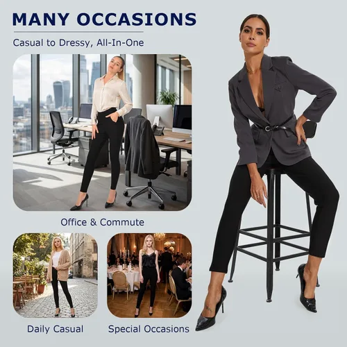 Miniatura 4 de Ginasy Pantalones de vestir para mujer, estilo casual, elásticos, para el trabajo, oficina, elegantes, pantalones ajustados con bolsillos