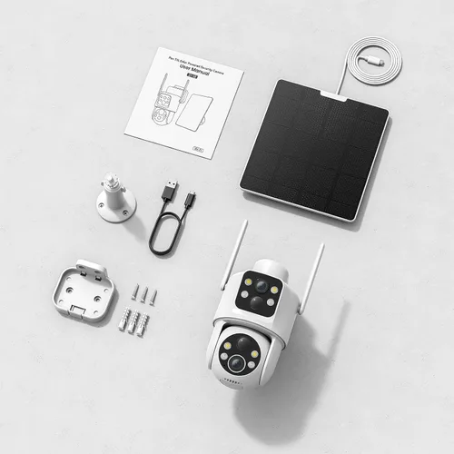 Miniatura 9 de TKENPRO Cámaras de seguridad solar de doble lente inalámbricas para exteriores, video Full HD 2K, visión de 360° Pan/Tilt Cámara de seguridad