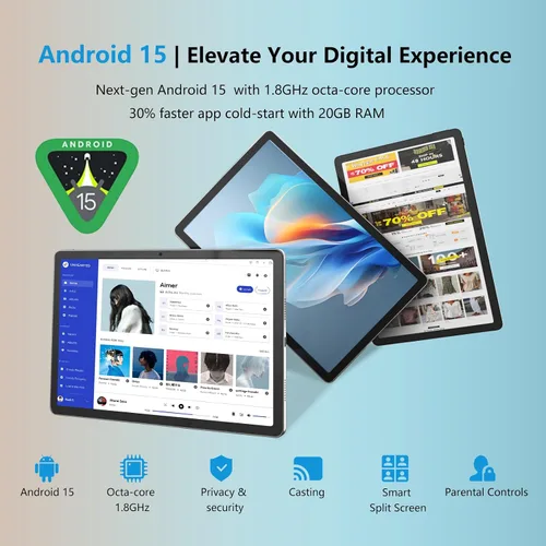 Miniatura 4 de Tablet Android 15 de 11 pulgadas con ranura para tarjeta SIM, tableta celular 4G, almacenamiento de 128 GB, 6 GB de RAM, Octa-Core, navegación
