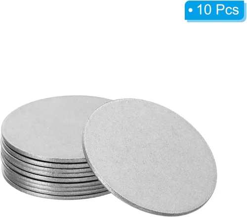 Miniatura 3 de PATIKIL Disco de acero de 1.260 in, 10 etiquetas redondas de metal para estampado en blanco, placa de disco circular circular de metal, placa