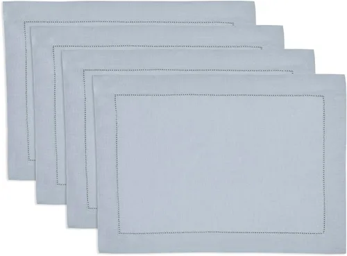 Miniatura 51 de Solino Home Juego de 4 manteles individuales de lino – Manteles individuales clásicos con vainica azul cielo de 14 x 19 pulgadas – manteles 09: Azul