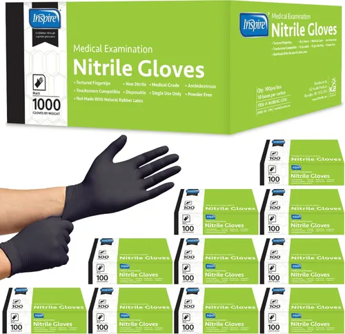 Miniatura 8 de Inspire Guantes desechables de nitrilo negro 4.5 guantes de limpieza de cocina médica desechables de nitrilo