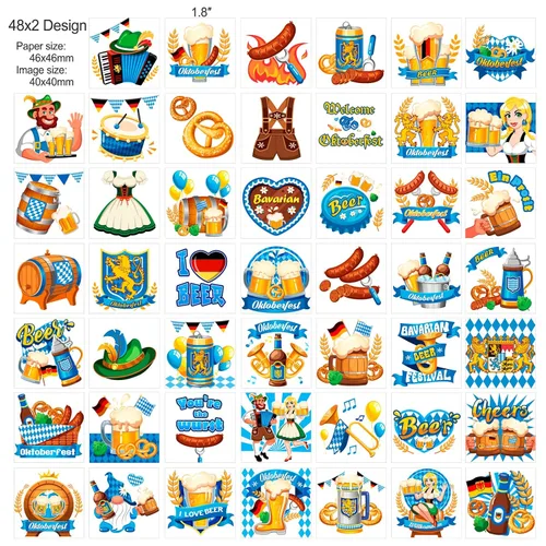 Miniatura 3 de HOWAF Oktoberfest - 96 tatuajes temporales, calcomanías de tatuaje de festival de cerveza alemana, tatuajes falsos de bandera de Baviera