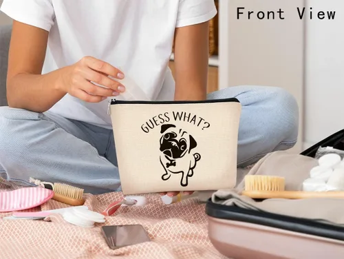Miniatura 5 de Bolsa de maquillaje de regalo de Pug, regalos de pug para los amantes de los pug, divertida bolsa de maquillaje de Adivina lo que es Pug, regalos