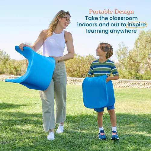 Miniatura 7 de ECR4Kids Asiento Wave, Altura del asiento de 14 a 15.1 pulgadas, Taburete tipo percha, Azul, Paquete de 2