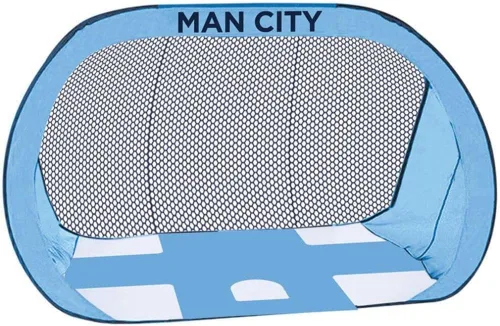 Hy-Pro Manchester City F.C. - Portería de fútbol desplegable 2 en 1 de 4 x 3 pies, red de fútbol portátil con bolsa de transporte, equipo de