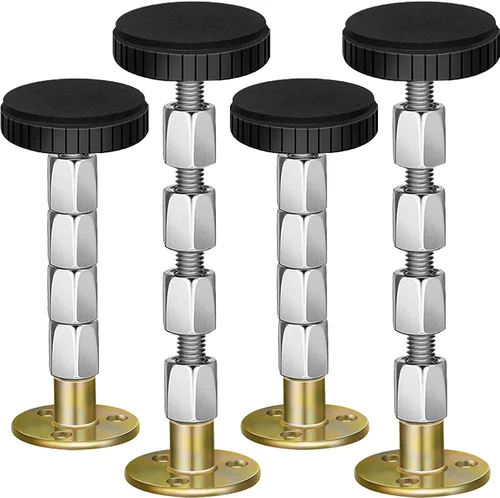 Fijador de topes de cabecera roscados ajustables, estabilizador de soporte telescópico antivibración, paquete de 4 marcos de cama de metal,