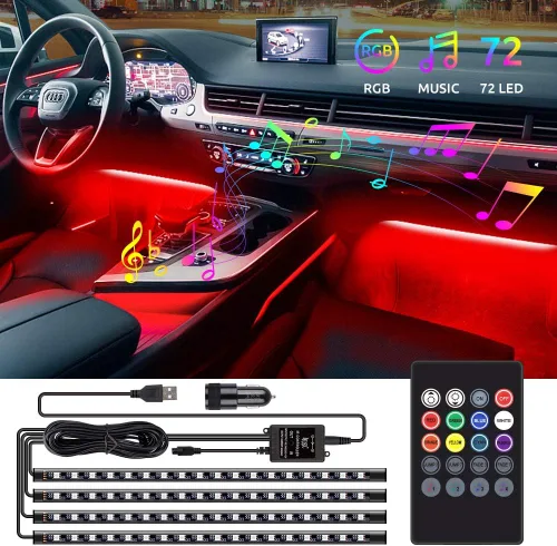 Luces LED para interior de coche, tiras decorativas, atmósfera, ambiente, kits de iluminación