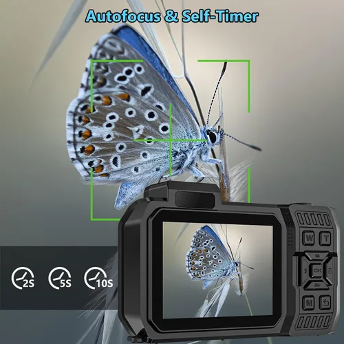 Miniatura 5 de Cámara subacuática UHD 8K, 70MP 33FT WiFi Cámara digital impermeable con tarjeta de 64 GB, enfoque automático, impermeable, doble pantalla, selfie