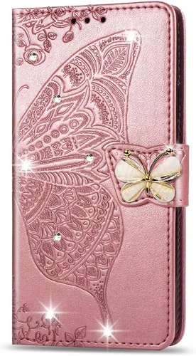 Miniatura 5 de Funda tipo cartera para Google Pixel 8 con purpurina de cristal brillante con soporte para tarjetas, funda de cuero con tapa para teléfono, funda