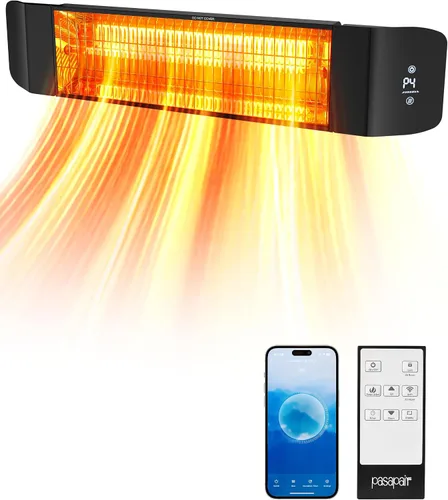 Pasapair - Calentador eléctrico de patio - Calentador inteligente infrarrojo para interiores con temporizador de 24H y control por APP - Calentador