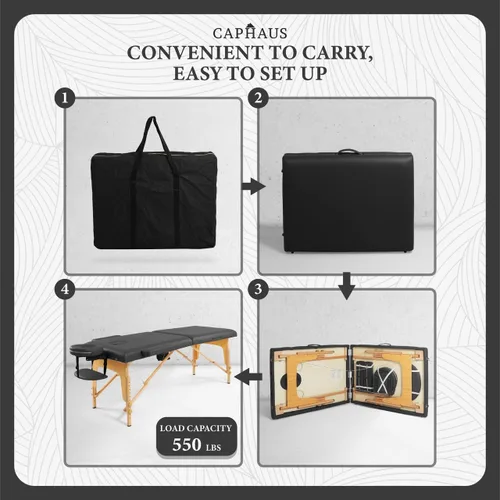 Miniatura 3 de CAPHAUS Mesa de masaje de espuma viscoelástica de 84 pulgadas, cama de masaje plegable y portátil de 28 pulgadas de ancho, cama de salón facial