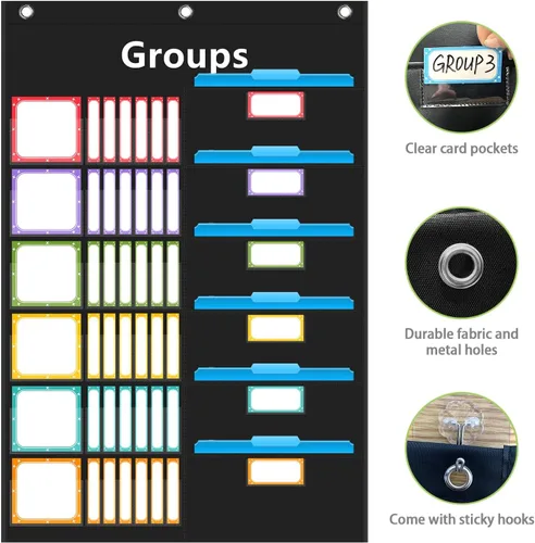 Miniatura 7 de REGELETO Tabla de bolsillo de gestión de grupos pequeños con 96 tarjetas, tabla de trabajos en el aula, organizador de grupos pequeños y tareas