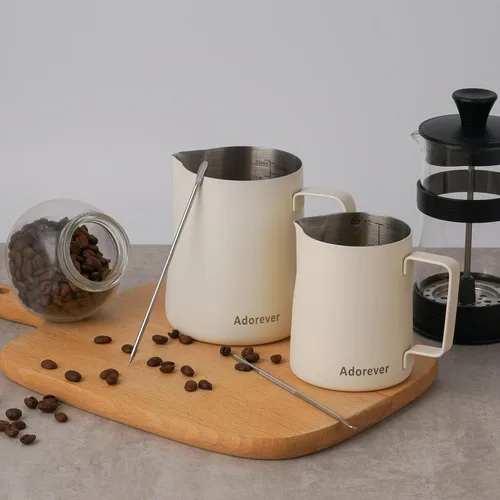 Miniatura 5 de Jarra espumadora de leche, 600ml/20oz, jarra de vapor de acero inoxidable para café con leche, capuchino, latte, arte, barista, jarra de vapor con D