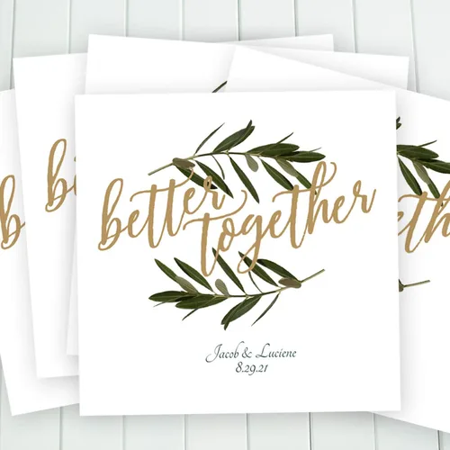 Miniatura 9 de Better Together - Servilletas de bebidas personalizadas, 100 servilletas blancas sin acuñar impresas personalizadas, 4 3/4 x 4 3/4 pulgadas