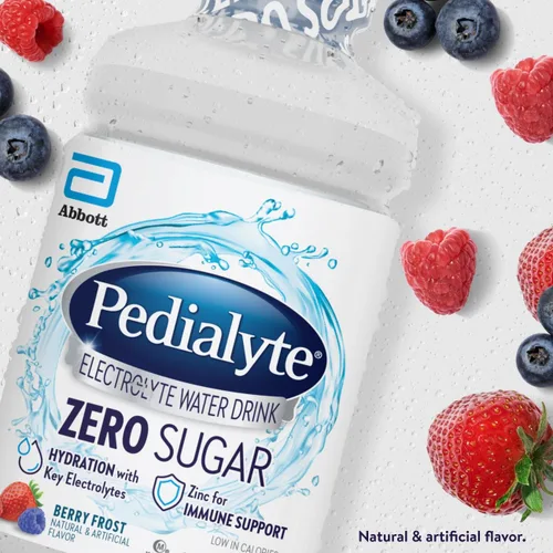 Miniatura 2 de Pedialyte Agua electrolítica con cero azúcar, hidratación con 3 electrolitos clave y zinc para apoyo inmunológico, escarcha de bayas, 1 litro, 4