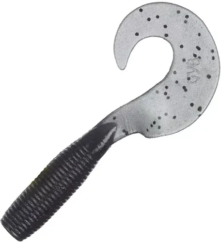 Miniatura 2 de Yamamoto Señuelos de pesca de plástico suave de 5 pulgadas con acción de rizado de cola – 20 unidades HUMO CON ESCOPA NEGRA GRANDE (20 PACK)