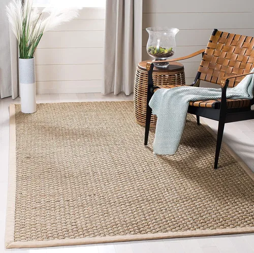 Miniatura 9 de Safavieh Natural Fiber NF114P - Alfombra redonda de hierba marina, tejido de canasta, con borde, de 244 cm, color gris Natural/ gris